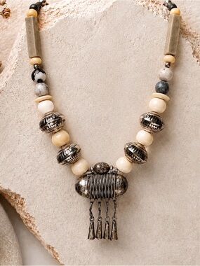 Ethiopian Prayer Box Pendant Ethnic Tribal Mixed Beads Taweez OOAK Necklace